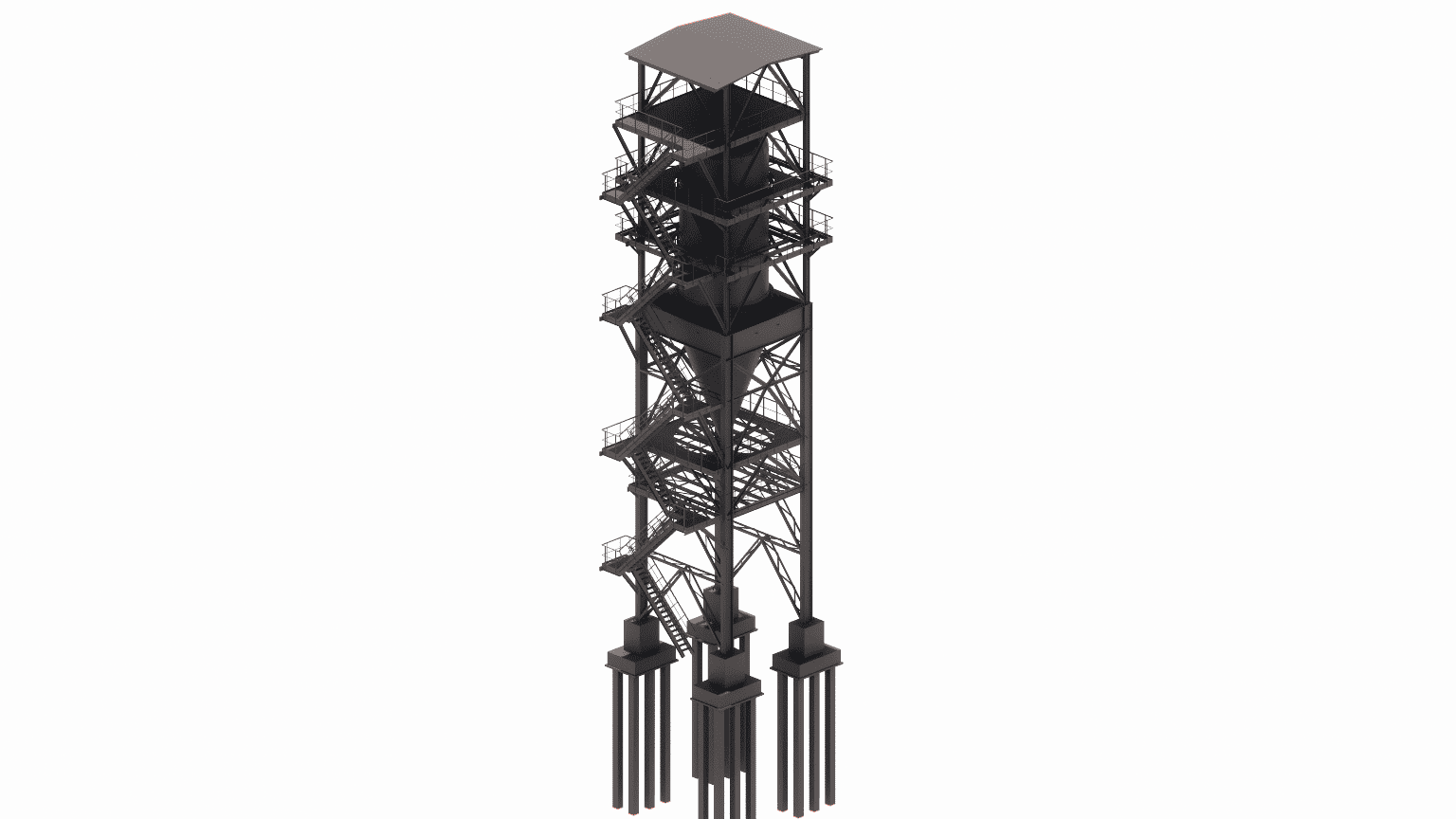 Tekla modeling and structural analysis of steel support structures for large vertical storage tanks, including foundation loads