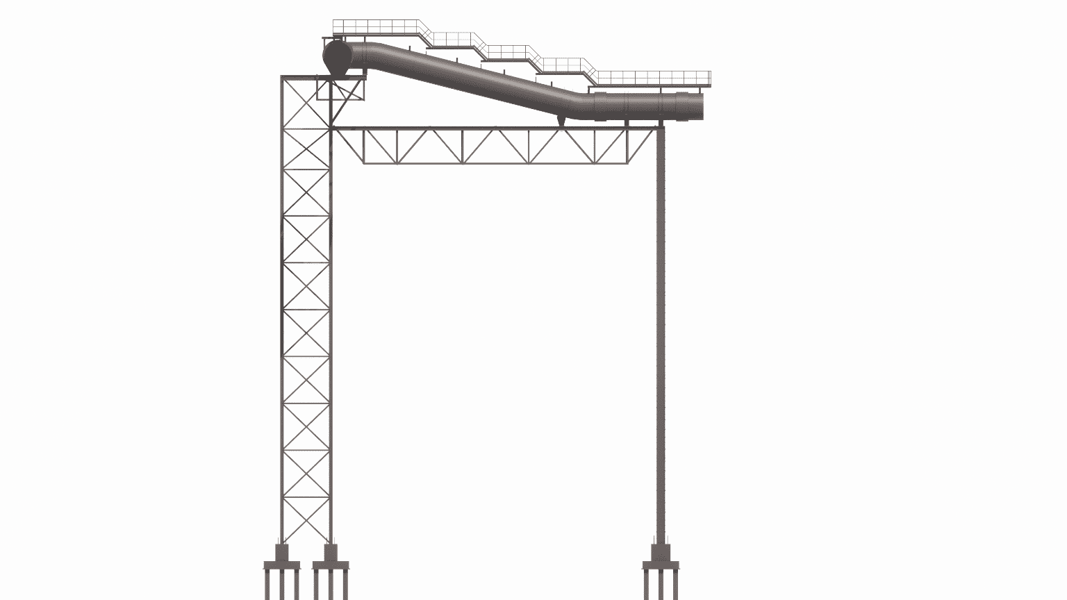 Design of steel structures for supporting a large gas duct (59 inches in diameter) with an integrated access bridge above it