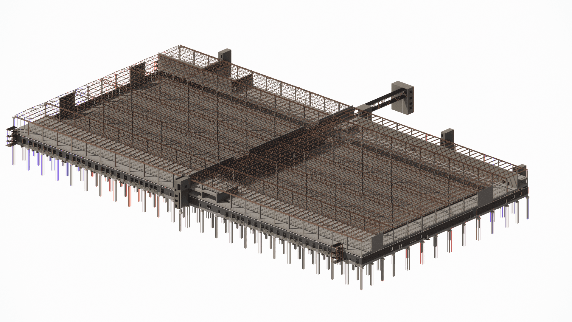 Calculation and Revit modeling of long-span roof trusses for the logistics terminal structure