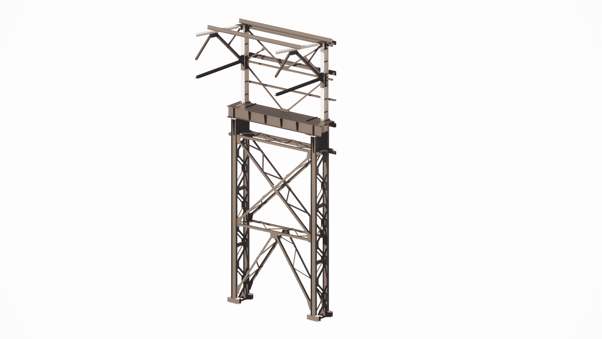 Enlarged view of a main steel column base plate connection, detailing anchor bolt layout and leveling nuts for precise erection