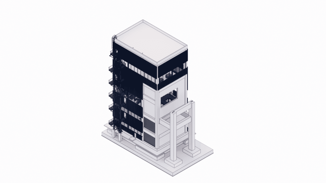Revit 3D model of a five-story reinforced concrete conveyor transfer building