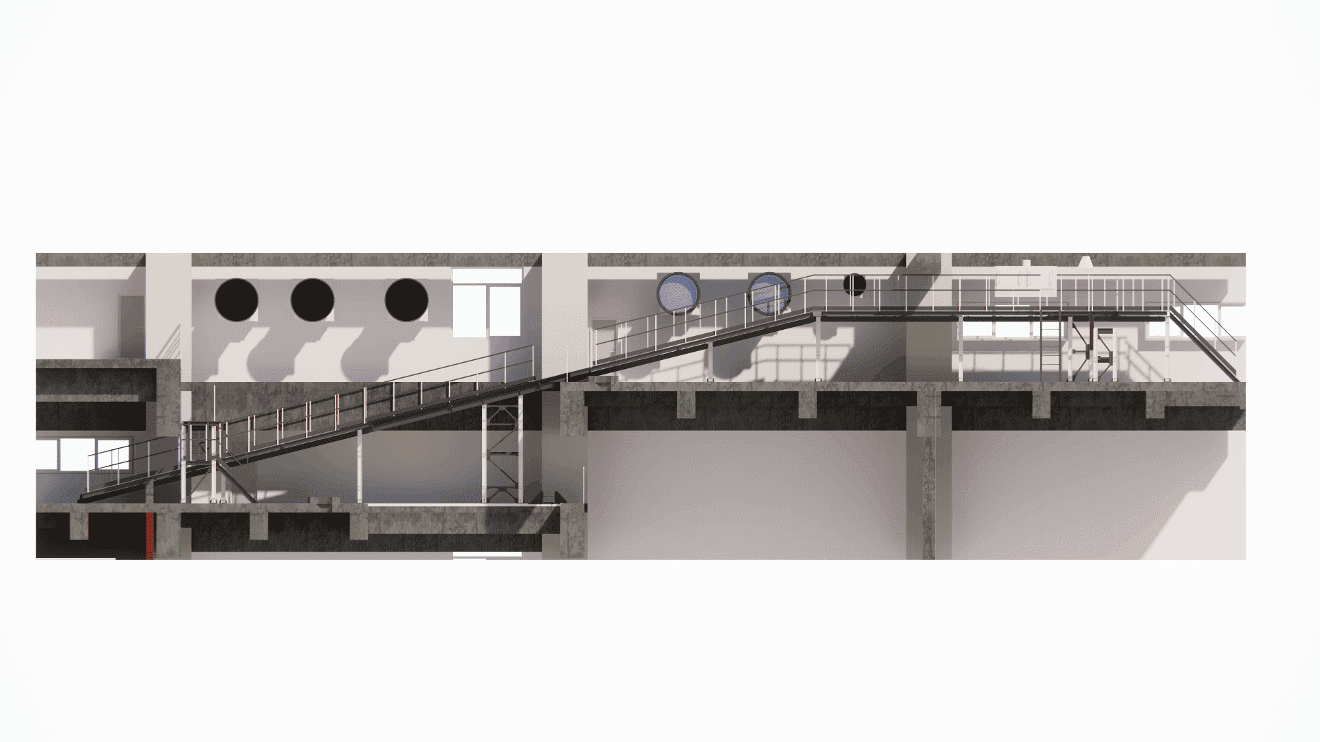 Structural design of steel support structures for belt conveyors, including detailing of maintenance platforms
