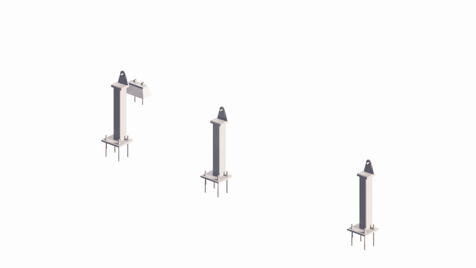 Detailed Tekla modeling of steel brackets and anchors for securing UHPC facade panels to the main structure