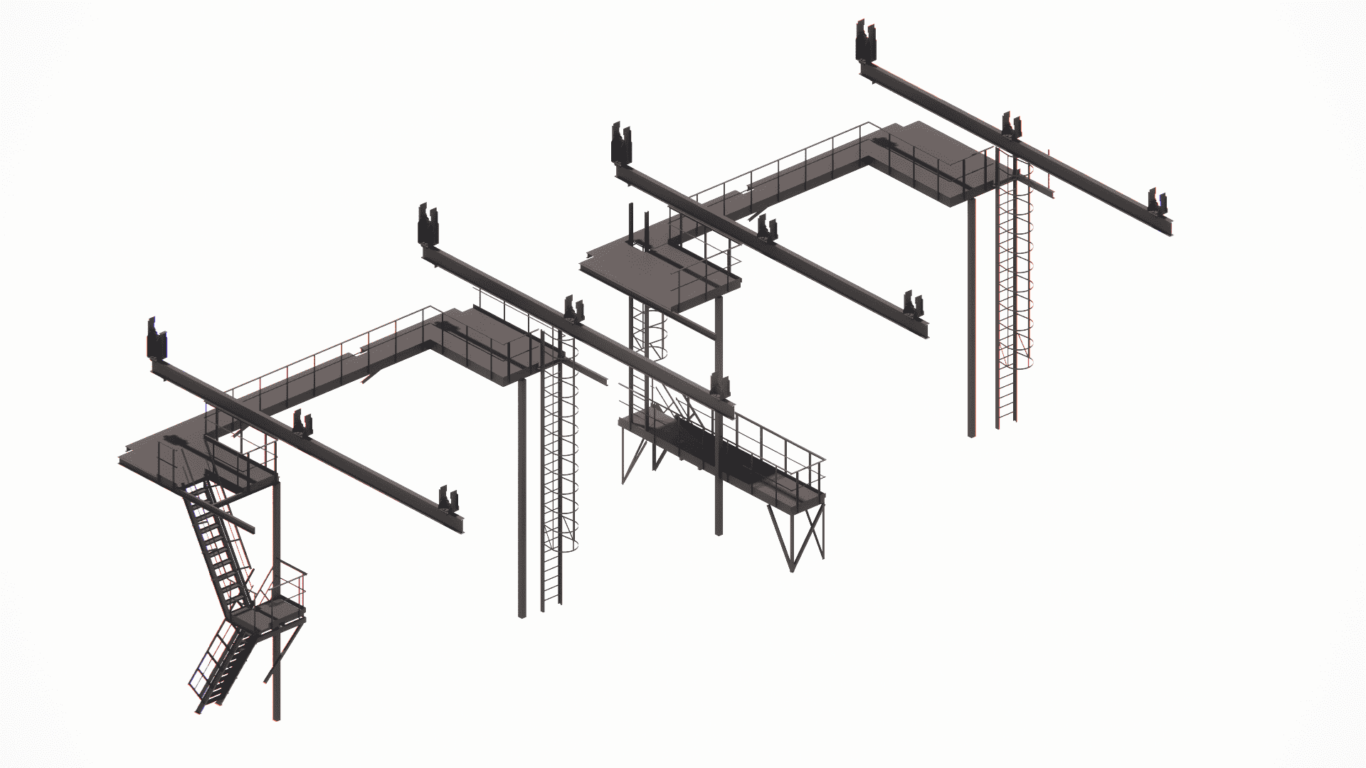 BIM modeling and detailing of industrial staircases with specialized angle of inclination for technological needs