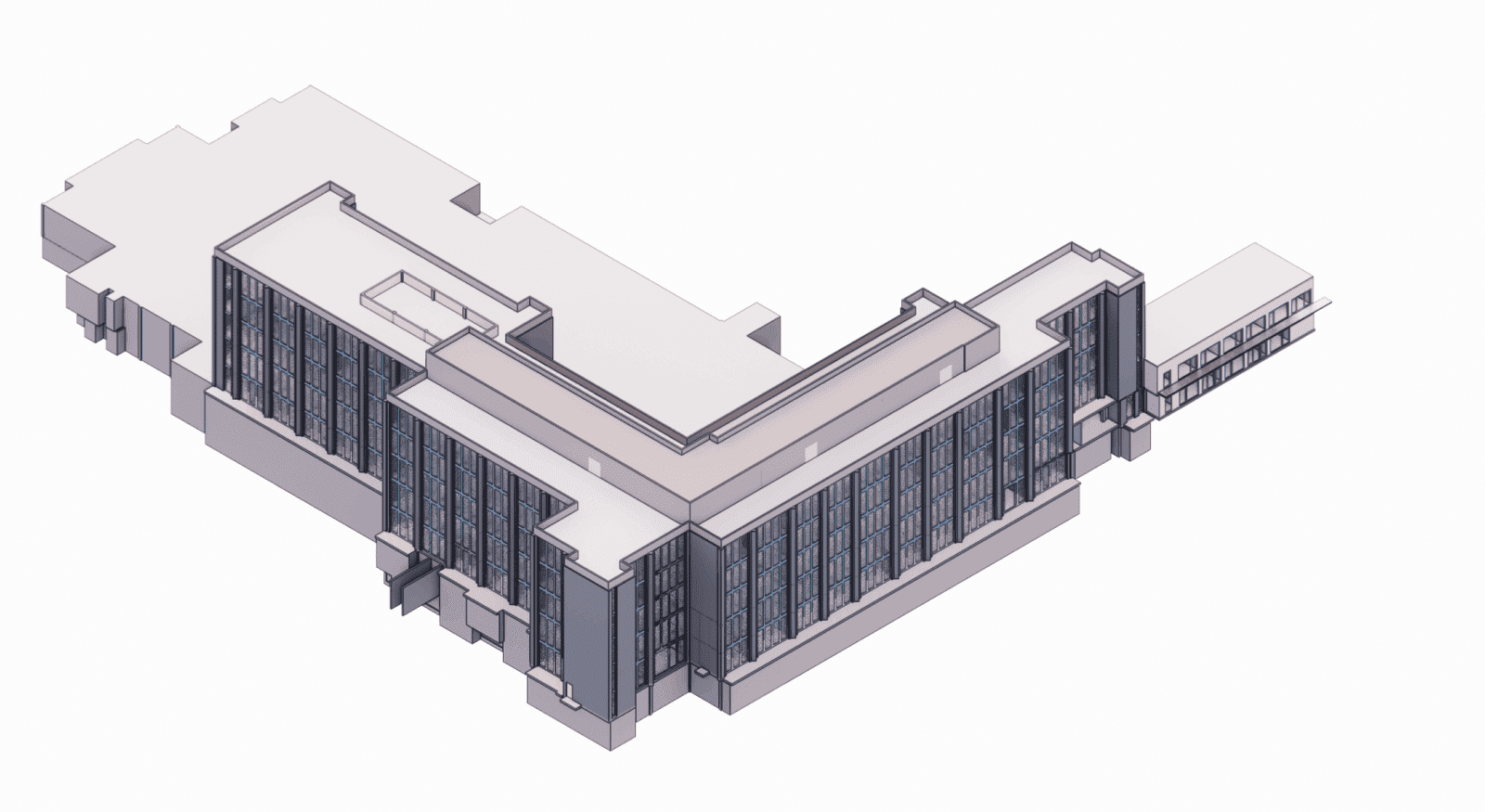 Detailed BIM modeling of a high-end residential complex facade using custom architectural panels in the USA